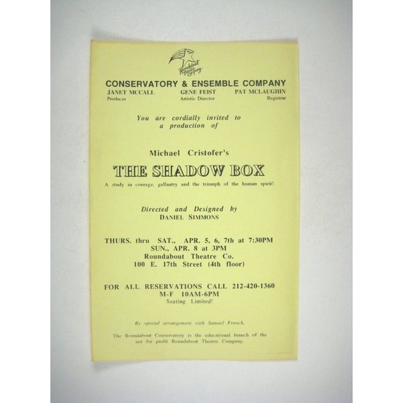 Michael Cristoff The Shadow Box FLYER NYC Theatre Roundabout - Picture 1 of 3